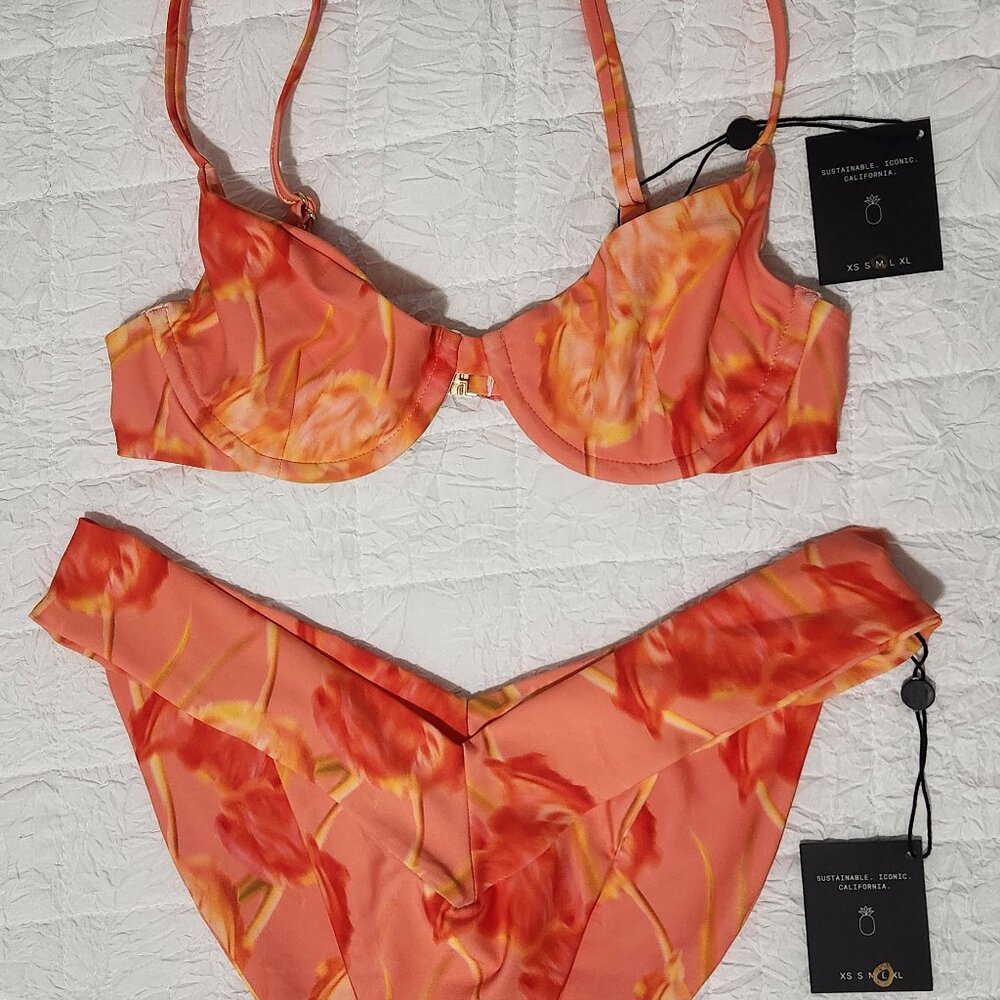 SKATIE Swim - Claire Top (M) & Kathleen Bottom (L) - Rum Punch